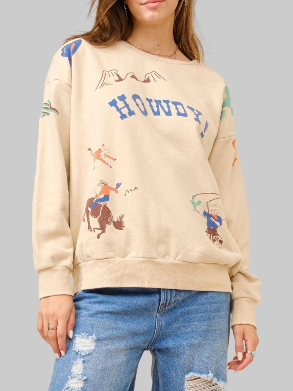 NWT Western Vintage-inspired Graphic Howdy Sweatshirt